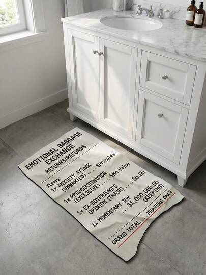 1件装趣味心情账单浴室地垫，古怪的购物清单设计，醒目的英文标语，缓解压力且上镜，多种尺寸可选，浴室地垫，浴室地毯，门垫，小地毯，地毯，垫子，家居装饰，小地毯，户外地垫，家居装饰，地毯，卧室地毯，可水洗地毯