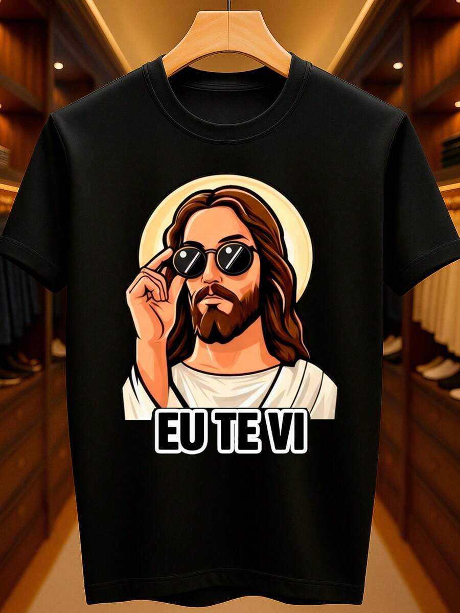 Camiseta Jesus Viu Isso De Olho Religioso Cristo Cristão Católico Evangélico Básica Unissex 100% Algodão Premium – Masculino e Feminino | Casual, Streetwear, Plus Size, Lançamento com Envio Imediato em Várias Cores - Preto - Visão 1
