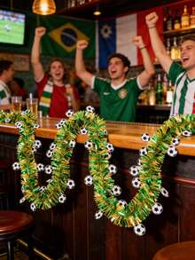Football Themed Decorative Striped Ribbons, Suitable For Bar/Shopping Mall/Restaurant Decoration, Football Fan Gift - Multicolor - View 3