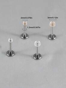 10PCS/Set Cute Flesh Color&Transparent Round Flat Acrylic Labret Studs Invisible Flat Back Lip Nose Lobe Helix Tragus Stainless Steel Internal Threaded 16G Piercing Earring Simple For Male&Female - 10 Lip Studs - View 8