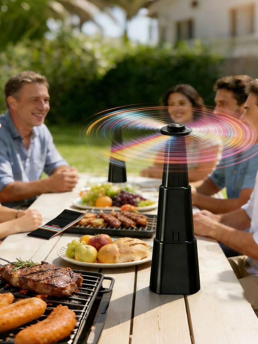1pc Multi-Functional Rotating Fly Repellent Fan, Tabletop Fly Repellent Fan Using Physical Method To Protect Food And Drinks From Flies, Suitable For Indoor Restaurants, Outdoor Patio Parties, Camping, BBQ And Picnics - One Size - View 1
