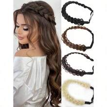 Synthetic Adjustable Handmade Braided Headband HighTemperature Synthetic Braided Headband Headwear Braids Headband With Elastic Band For Women Hair Accessories - Nhiều màu - Xem 1