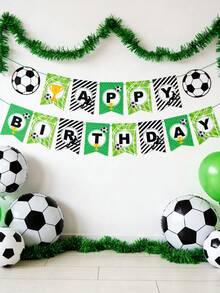 1 Set Football Themed Paper Football Pennant Flags, Suitable For Sports Parties, Birthday Gatherings, Etc. No Power Needed, Double-Sided Flags - Multicolor - View 3