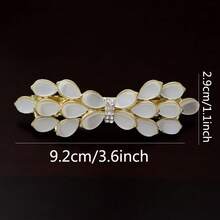 1个大号弹簧夹简约花朵仿猫眼发夹，马尾辫发饰，成人款，爪夹 - 白色 - 查看 15