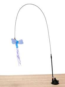 1个猫咪逗猫棒玩具，带可替换羽毛和铃铛，互动宠物玩具，用于猫咪锻炼和娱乐，手持式逗猫棒配有各种昆虫形状的配件 - 彩色 - 查看 13