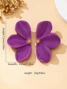 1对女士耳环，时尚亚克力花卉自然风耳环，适合日常佩戴和度假。 - 紫色 - 查看 7