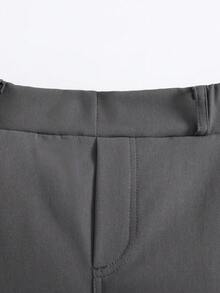 Celana Panjang Kasual Polos Anak Laki-Laki dengan Bordir, Saku Miring, Desain Sabuk, Cocok untuk Pemakaian Sehari-hari, Perjalanan, Pesta, Liburan, Fesyen Serbaguna - Grey - View 3