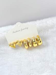 Bộ 6-18 bông tai CCB mạ vàng, kiểu dáng thanh lịch và thời trang, thích hợp làm quà tặng Ngày của Mẹ, quà tặng ngày lễ, đeo hàng ngày, đi du lịch, dự tiệc. - Vàng - Xem 9