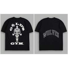 DARCSPORT & Gold's Gym Collaboration Tee Breathable Cotton Short Sleeve Workout Tops For Men Women - Black and White - View 3