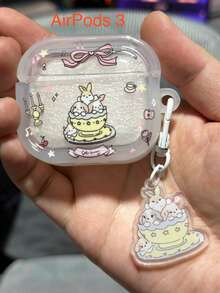 1 pieza Funda de silicona con diseño de conejo y corazón para auriculares compatibles con 1/2/3/4/Pro/Pro(2nd)/Pro(3rd) - Rosa - Ver 14