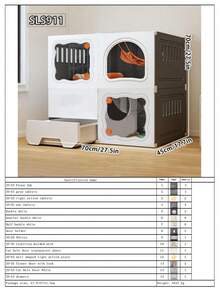 带猫砂盆的猫笼，一体式家用小型猫别墅，带厕所，宽敞自由 - 彩色 - 查看 20