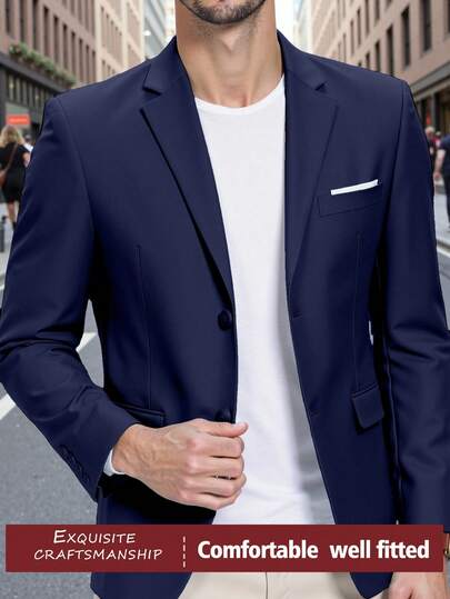 Herren Formeller schwarzer Anzugjacke, Bräutigam Trauzeugen Hochzeit Businesskleidung, einfarbige einreihige Langarm Blazer, geeignet für Casual Alltag, Wochenendausflüge, Outdoor-Aktivitäten, Reiseabenteuer, entspannte Arbeitsumgebung oder halbformelle Anlässe, Geschenk für Freund/Ehemann, Größe XS-XXXL