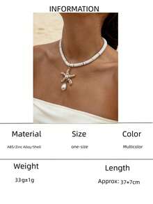1 chiếc vòng cổ choker phong cách Boho với mặt dây chuyền hình sao biển, dây chuyền mặt dây chuyền điều chỉnh được, trang sức mùa hè cho kỳ nghỉ. - Nhiều màu - Xem 9