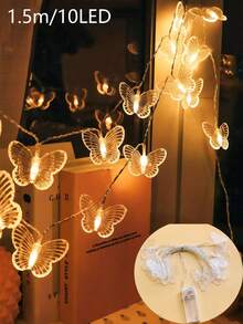 1pc 1.5/3M Butterfly Fairy LED String Light, Romantic Atmosphere Ornament, Patio Camping Outdoor Garden Decor, Bedroom Room Decor Stuff, Birthday Graduation Home Decor Items - Clear - View 12