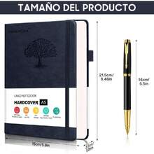 Diario de Cuero de Tapa Dura A5 con Divisores, 300 PáGinas Cuaderno Clásico 21.5 x 15cm, Cuaderno para Notas,Adecuado para Hombres y Mujeres,para Escribir, Oficina, Escuela,44562133 - B - Ver 2