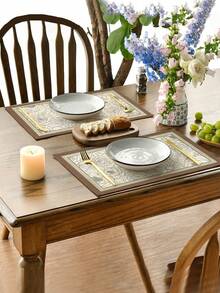 1/4/5/6/7pcs Floral Art Pattern Decor Set, Microwave Dust Cover, Protective Cover, Home Decor Set, Living Room Decor Set, Bedroom Decor Set, Dining Room Decor Set, Linen-Like Material, Multiple Sizes Available, Dining Room Decor, Dining Table Decor, Tablecloth, Fireplace Mantel Scarf, Placemats, Trivets, Home Decor - White - View 7