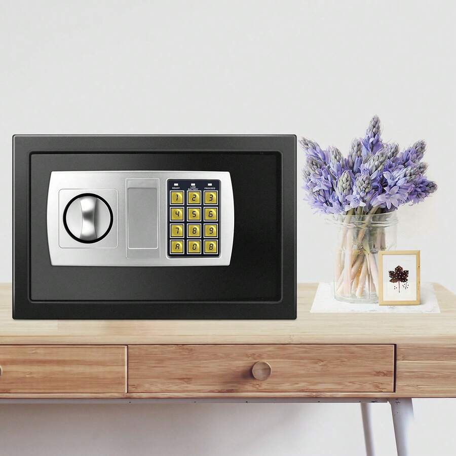 7Sevenjokers Small Black Digital Combination Security, 8.5L Anti-Theft Security With 2 Spare Keys; Concealed Mini Secure For Home, Halls Of Residence, Offices And Hotels; Storage For Valuables