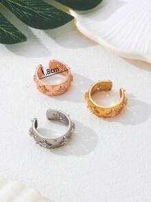 1pc Hollow Luxury Fashion Open Ring, Copper Alloy Inlaid Artificial Zirconia Vintage Ring, Suitable For Women's Daily Wear, Party, Outing - Cross Flower Ring - View 2