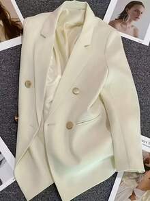 One Piece  Elegant    Button    Bright-Colored Suit  Office  Daily    Spring And Autumn - Màu be - Xem 5