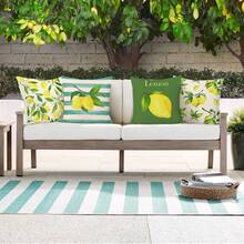 4pcs Yellow Lemon & Green Leaf Decorative Throw Pillow Covers - Yellow - View 8