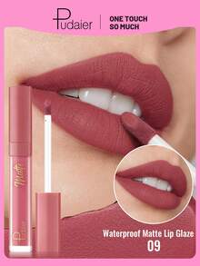 Pudaier Velvet Matte Lip Glaze - Long-Lasting Liquid Lipstick, Moisturizing And Non-Sticky, Luxurious Velvet Texture, Suitable For Various Makeup Looks, Essential Beauty Tool For Women, Perfect Gift - 09 - View 1
