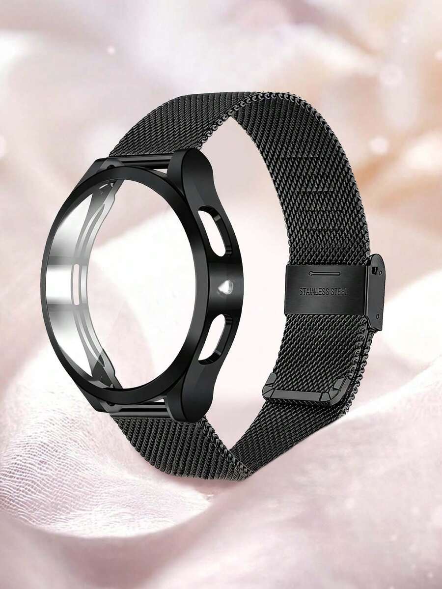 一套不锈钢米兰网状表带 + 表壳，兼容三星 Galaxy Watch 4 40mm/44mm、Galaxy Watch 5 40mm/44mm、Galaxy 6/7 40mm/44mm，男女通用智能手表配件，母亲节礼物，夏季沙滩配饰