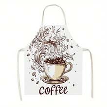 1pc Coffee Pattern Kitchen Apron, Suitable For Kitchen, Living Room, Dining Room, Hotel, Outdoor BBQ And Other Scenarios, Made Of 100% Polyester, Machine Washable - Multicolor - View 12