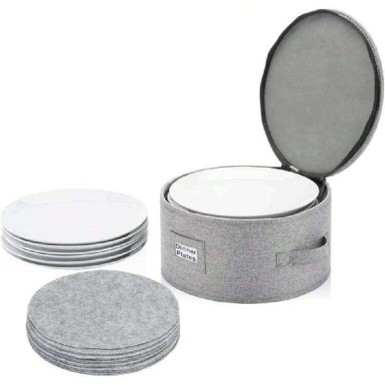 China Dinner Plate Storage Container, 11.5 Inches Wide X 7 Inches High, Includes 12 Felt Dividers. Hard-Shell, Stackable Case With Padded Interior, 44601573 - Trong sáng - Xem 1