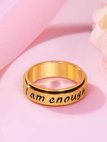 Anillo giratorio inspirador de acero inoxidable "Soy suficiente" - Joyería de uso diario elegante para todas las estaciones - Anillos personalizados para mujer - Ver 5