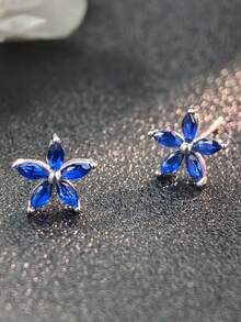 Delicate Floral Earrings, Fresh And Versatile, Elegant Design For Summer - Blue - View 3