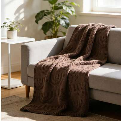 Chăn dệt kim màu nâu sô cô la có tua rua, dày dặn, ấm áp, thích hợp dùng cho ghế sofa phòng khách, phong cách Bắc Âu, chăn trang trí mùa đông, khăn trải giường.