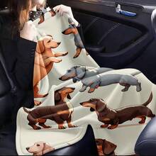 Blanket 1pc, Dachshund Ilration Collection, Soft Flannel Blanket, Comfortable And M Shawl Blanket, Digitally Printed Sofa Blanket, Air Conditioning Blanket, Nap Blanket, Suitable For All Seasons In The Car, Sofa, Bed, Trave - White - View 6