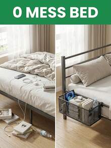 多功能悬挂式收纳篮，耐用网状结构，透气性好，金属材质，男女宿舍或双层床适用，深款收纳篮可放置水瓶、文具、小型电子产品等，床头收纳篮，宿舍必备收纳容器 - 多色 - 查看 8