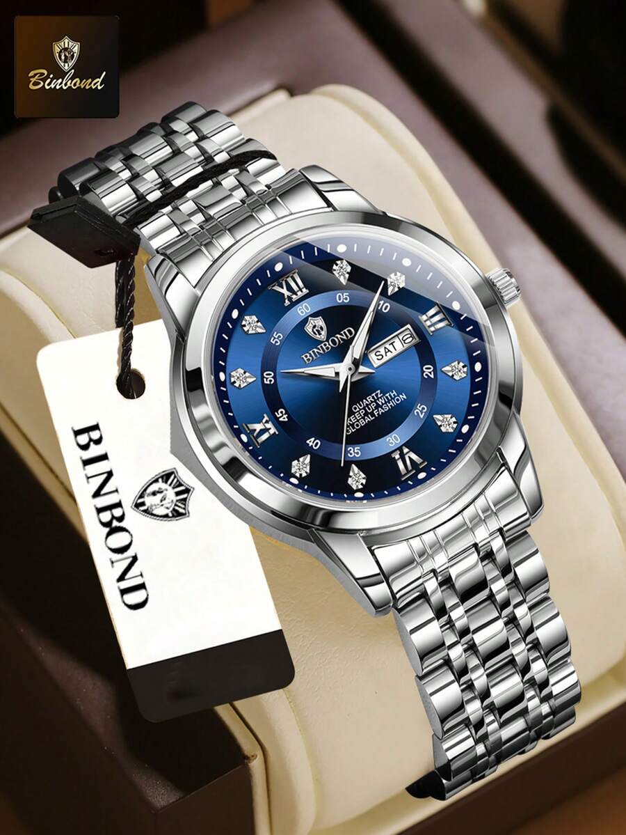 BINBOND B7169 Top Luxury Fashion Business Women's Quartz Watch, 30M Water Resistant, Day Date Calendar, Sports Ladies Wristwatch