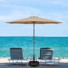2m Outdoor Table Umbrella, Table Umbrella With Tilt Button And Crank, 6 Ribs, UV Protection, For Garden, Lawn, Terrace, Backyard, Pool, Khaki Color - 2m - View 11