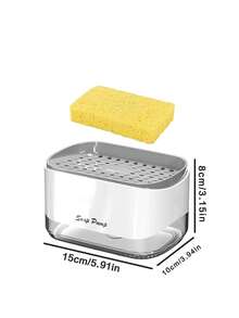 5-In-1 Kitchen Soap Dispenser Set, Includes Tray, Double Soap Dispenser, Sponge Holder, Dish Rack, Soap Dish - Practical Kitchen Organizer (Towel Not Included) - A - View 13
