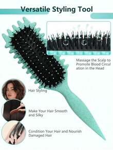 Hair Brushes-EU+UK Curling Hair Brush, Curl Define Brush, Brush, Suitable For Styling, Shaping And Setting Curly Hair, For Both Men And Women, Can Be Used On Dry Or Wet Hair - 1 chiếc, màu ngẫu nhiên - Xem 4