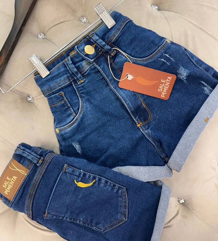 Shorts Mom Jeans Feminino Sal e Pimenta - Pimenta Original Cintura Alta