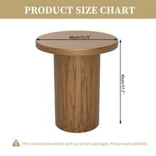 Patio Side Table, Round Metal Weather Resistant, No Assembly Space-Saving - wood - View 2