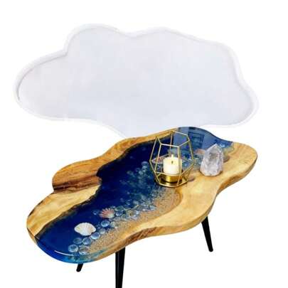 CUBULO 1pc 24 Inch Cloud Epoxy Resin Mold, Reusable Non-Stick Silicone River Table Mold, Irregular Tray Mold For DIY Ocean Coffee Table & Charcuterie Board