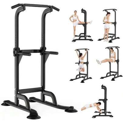 Beaully Free Standing Power Tower Pull Up & Dip Station 65-82.7inch Tall Adjustable,Workout Equipment For Home Gym, Adjustable Pull Up Bar With Multi-Grip Handles, 330 Lbs Capacity, Heavy Duty Exercise Machine For Strength Training