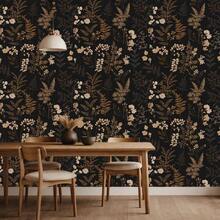 Tearable & Removable Thick Self-Adhesive Wallpaper, Rental-Friendly, Vintage Dark Floral & Botanical Pattern - 1PC - View 7