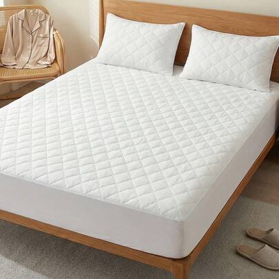 1 bộ ga trải giường chống thấm nước, màu trơn, có nhiều màu sắc để lựa chọn, mềm mại và thoải mái, bảo vệ nệm thân thiện với da, được làm từ vải tối giản hiện đại, phù hợp với giường đôi, giường cỡ Full, giường cỡ Queen, có thể giặt máy, chống bụi, chỉ bao gồm 1 ga trải giường (không bao gồm vỏ gối và gối), trang trí phòng ngủ, trang trí phòng, chăn ga gối