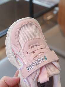 1 par de zapatillas deportivas casuales con decoración arcoíris, malla transpirable, duraderas y antideslizantes, adecuadas para el campus y uso diario en primavera/otoño, zapatos deportivos de moda - Rosa - Ver 7