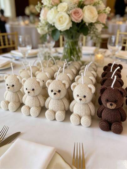 2个可爱小熊蜡烛模具，柔韧可重复使用硅胶模具，适用于DIY香薰皂、树脂石膏工艺品、家居装饰，可爱泰迪熊摆件，情人节、生日、复活节等节日家居装饰