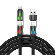 4-In-1 Black Fast Charging Cable With LED Indicator, 4-Foot 240W USB-C All-In-One Charging Cable, Universal Cable With Lightning/Micro-USB/Type-C Connectors, Compatible With All Phones, Tablets, And Power Banks - View 3