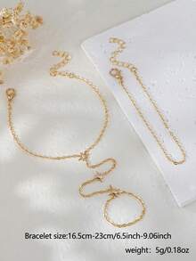 Bộ 2 vòng tay hình bát giác đính đá Cubic Zirconia, thích hợp cho nữ giới đeo hàng ngày, hẹn hò, dự tiệc, hộp đêm, dạ hội, có thể đeo chồng lên nhau. - Vàng - Xem 2