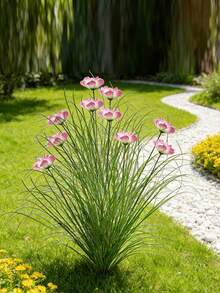 1/6/10 Maços de Grama Artificial de Cebolinha e Flores de Cosmos, Buquê de Girassol Rosa, Arbusto de Planta Verde Artificial para Exterior Resistente a Raios UV, Vegetação Artificial Simulada para o Solo, Adequado para Quintal, Jardim, Sala de Estar, Decoração de Hotel, Moldura de Janela, Casamento, Aniversário - multicolorido - Ver 10