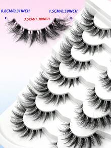 ENCHUW 7 pares de pestañas postizas naturales con banda transparente, pestañas cruzadas y aspecto natural para extensión de pestañas y maquillaje - Negro - Ver 4
