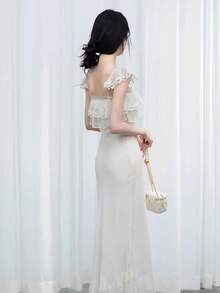 Y6Y - Đầm slip không tay ren xếp ly tinh tế kiểu Pháp mùa hè mới - trắng - Xem 8